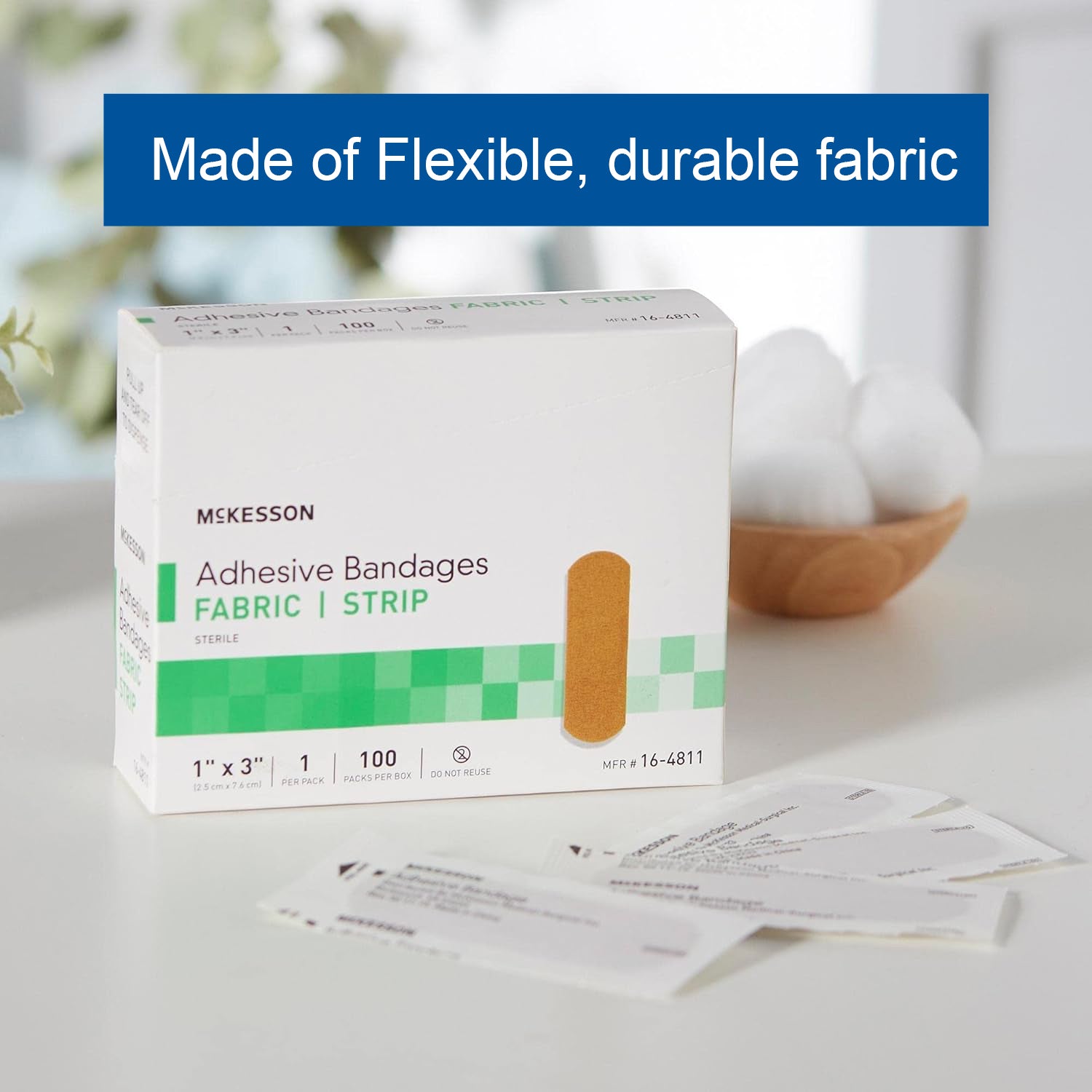 Adhesive Strip McKesson Fabric Bandage/Band Aids Tan Sterile